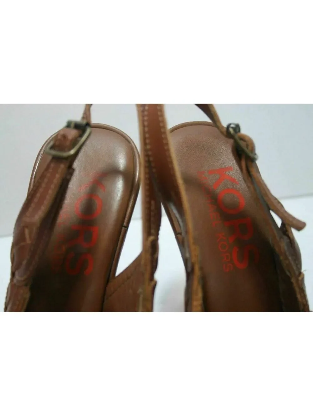 Michael Kors Brown Braid Leather Strap Sandals 4